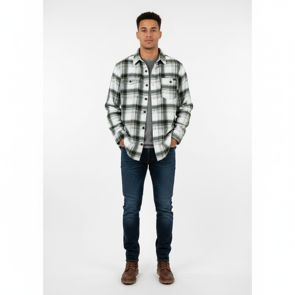 Eddie Bauer Men's L Fleece‎ Plaid Shacket Outdoor Cabin Fleece Shirt Jacket